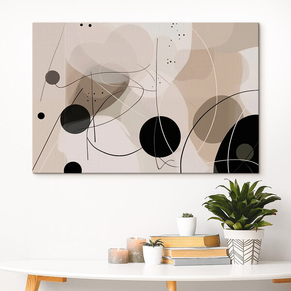 Zwart-witte cirkels en lijnen Canvas Schilderijen Zwart-witte cirkels en lijnen
