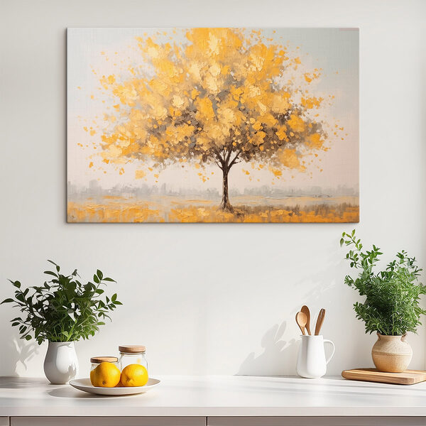 Schilderij van een boom met gele bladeren Canvas Schilderijen Schilderij van een boom met gele bladeren