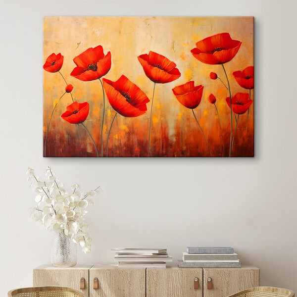 Schilderij van rode bloemen Canvas Schilderijen Schilderij van rode bloemen