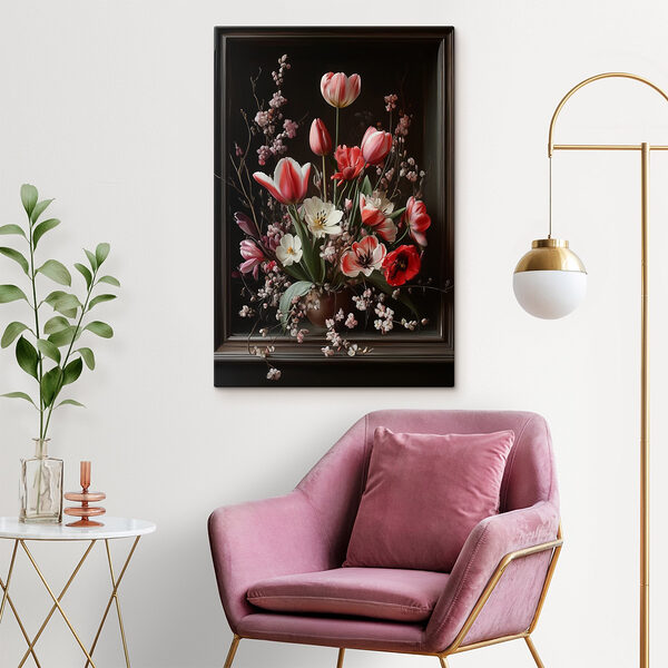Boeket bloemen in een vaas Canvas Schilderijen Boeket bloemen in een vaas