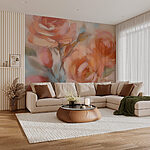 Fotobehang Wall murals Painting of flowers on a white surface
