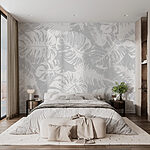 Fotobehang Wall murals White leaves on a gray background