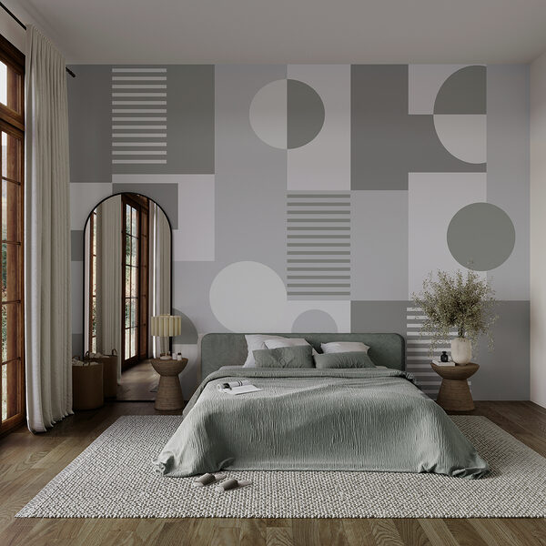 Grijs en wit geometrisch patroon Fotobehang Grijs en wit geometrisch patroon