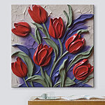 Canvas Schilderijen Schilderij van rode bloemen