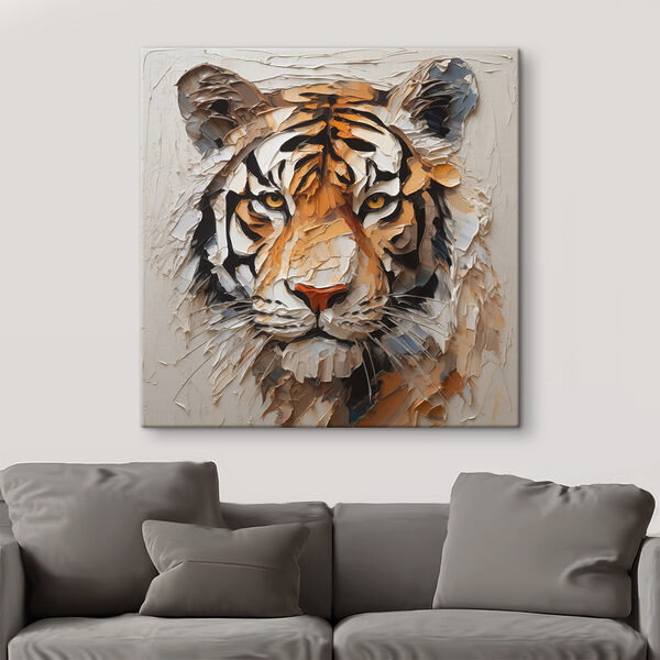 Tijger geschilderd op een wit oppervlak Canvas Schilderijen Tijger geschilderd op een wit oppervlak