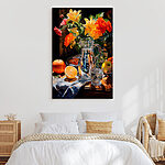 Canvas Schilderijen Stilleven met bloemen en fruit