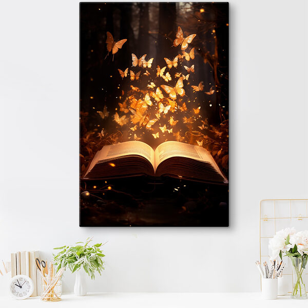 Boek met vlinders die eruit vliegen Canvas Schilderijen Boek met vlinders die eruit vliegen