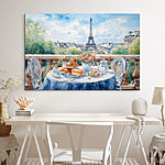 Canvas Schilderijen Aquarel van een tafel met eten erop