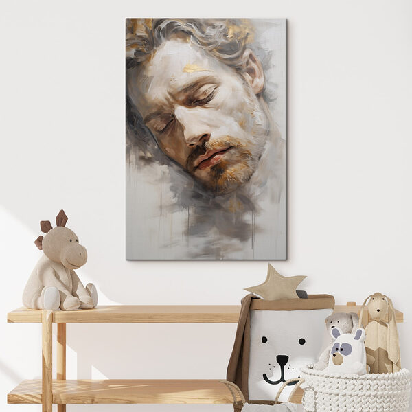 Dromerige uitdrukking op een rustig gezicht Canvas Schilderijen Dromerige uitdrukking op een rustig gezicht
