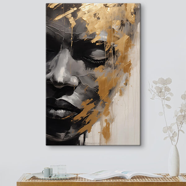 Expressief portret met opvallende kleuren Canvas Schilderijen Expressief portret met opvallende kleuren