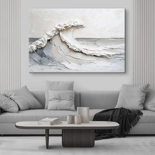 Witte golf op een wit oppervlak Canvas Schilderijen Witte golf op een wit oppervlak