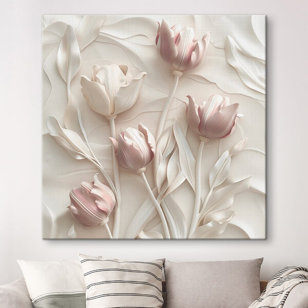 Groep witte bloemen Canvas Schilderijen Groep witte bloemen