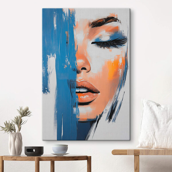 Schilderij van een vrouw’s gezicht Canvas Schilderijen Schilderij van een vrouw’s gezicht
