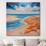 Canvas Schilderijen Schilderij van een strand met zand en water