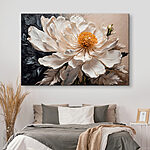 Canvas Schilderijen Witte bloem met geel hart