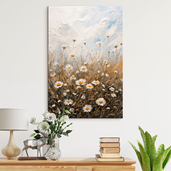 Schilderij van een bloemenveld Canvas Schilderijen Schilderij van een bloemenveld