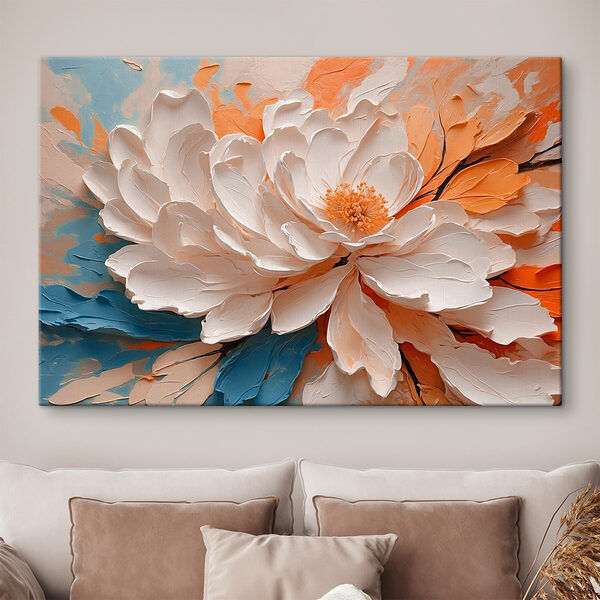 Witte bloem met geel hart Canvas Schilderijen Witte bloem met geel hart