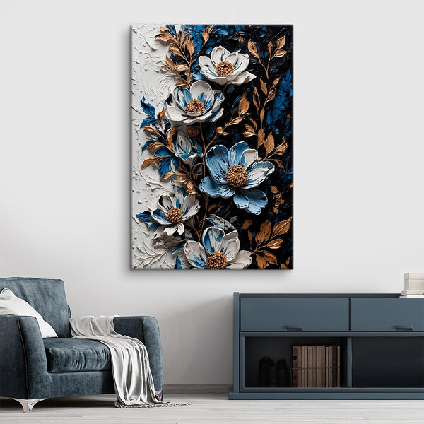 Schilderij van bloemen en bladeren Canvas Schilderijen Schilderij van bloemen en bladeren