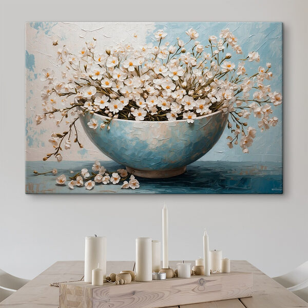 Schilderij van bloemen in een kom Canvas Schilderijen Schilderij van bloemen in een kom