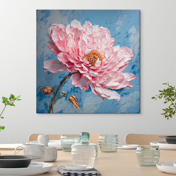 Schilderij van een roze bloem Canvas Schilderijen Schilderij van een roze bloem