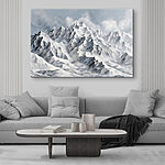 Canvas Schilderijen Bergketen met sneeuw