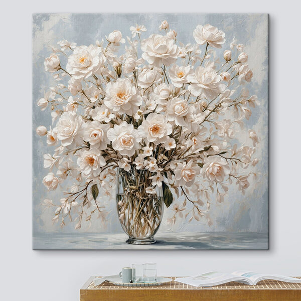 Vaas met witte bloemen Canvas Schilderijen Vaas met witte bloemen