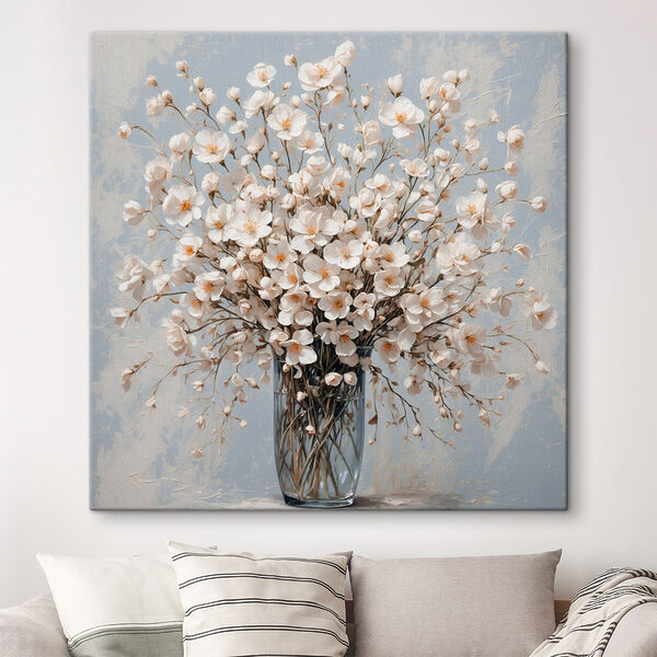 Vaas met witte bloemen Canvas Schilderijen Vaas met witte bloemen