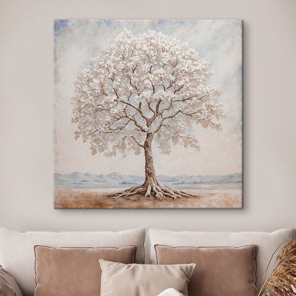 Boom met witte bloemen Canvas Schilderijen Boom met witte bloemen