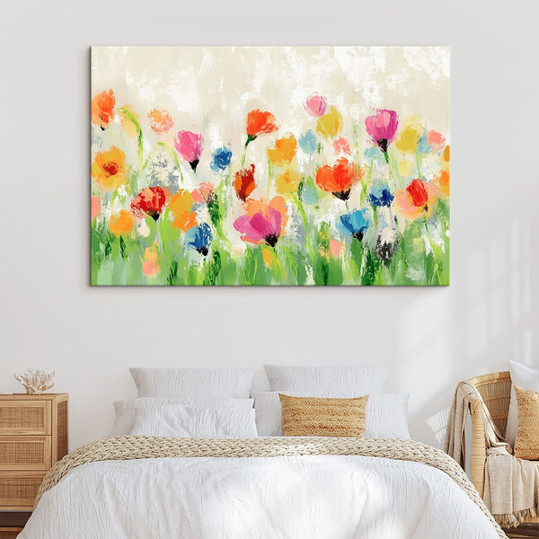 Schilderij van bloemen op een witte achtergrond Canvas Schilderijen Schilderij van bloemen op een witte achtergrond