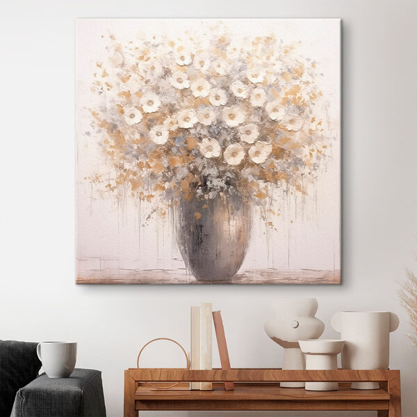 Schilderij van bloemen in een vaas Canvas Schilderijen Schilderij van bloemen in een vaas
