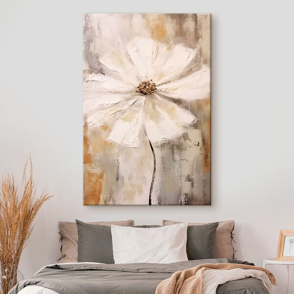 Canvas Schilderijen Witte bloem met bruin hart