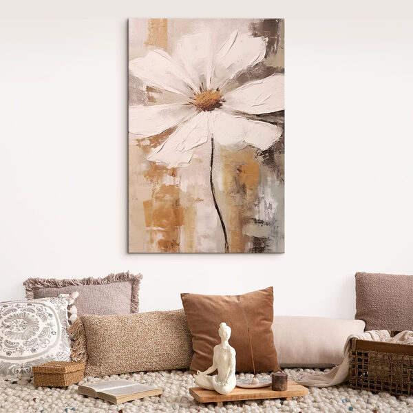 Schilderij van een witte bloem Canvas Schilderijen Schilderij van een witte bloem
