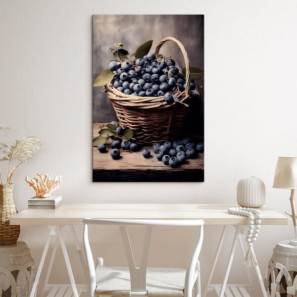 Mandje bosbessen Canvas Schilderijen Mandje bosbessen