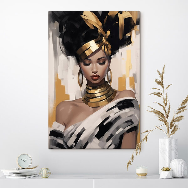 Elegante schoonheid met opvallende accessoires Canvas Schilderijen Elegante schoonheid met opvallende accessoires