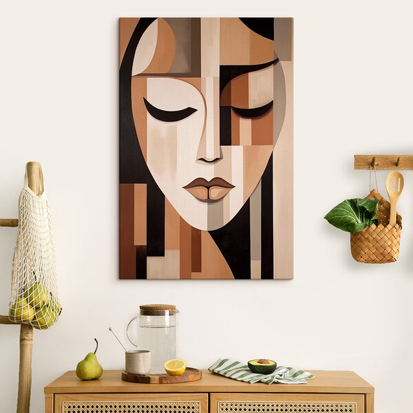 Canvas Schilderijen Schilderij van een vrouw’s gezicht