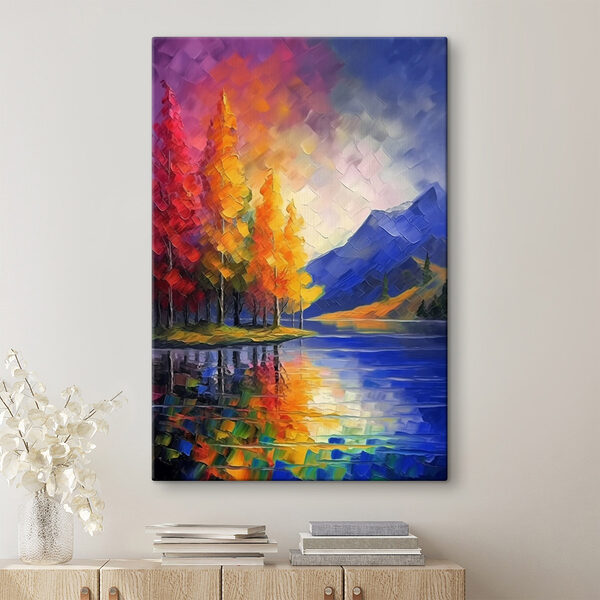 Schilderij van een kleurrijk landschap Canvas Schilderijen Schilderij van een kleurrijk landschap