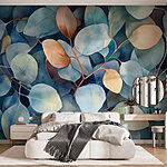 Fotobehang Groep bladeren op een oppervlak