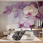 Fotobehang Zachtpaarse orchideeën in zachte tinten