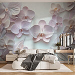 Fotobehang Groep witte bloemen