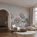 Fotobehang Groep bloemen op witte achtergrond