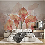 Fotobehang Groep oranje bloemen