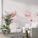 Fotobehang Groep roze bloemen