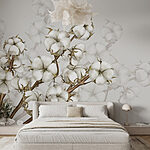Fotobehang Plant met witte bloemen