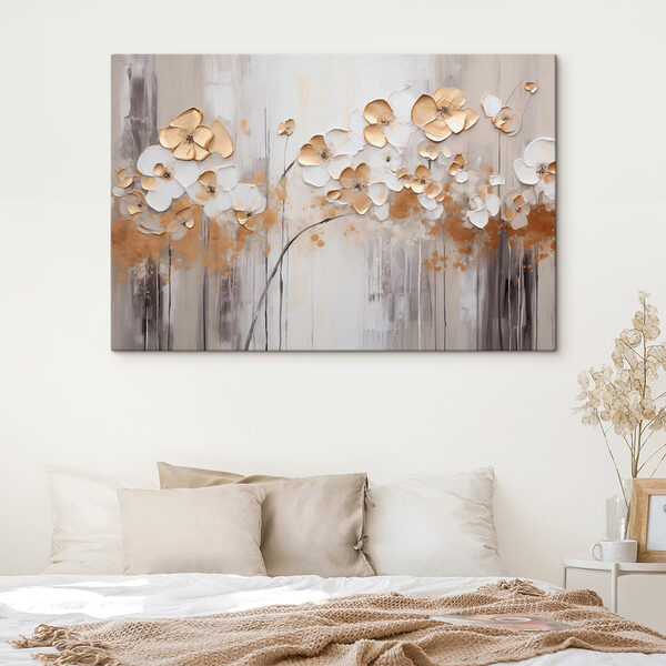 Schilderij van bloemen op een muur Canvas Schilderijen Schilderij van bloemen op een muur