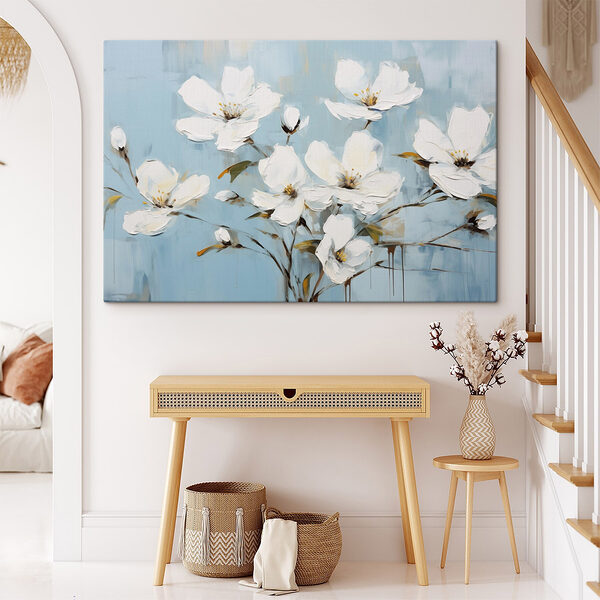Schilderij van witte bloemen Canvas Schilderijen Schilderij van witte bloemen