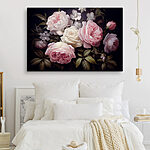 Canvas Schilderijen Groep roze en witte rozen