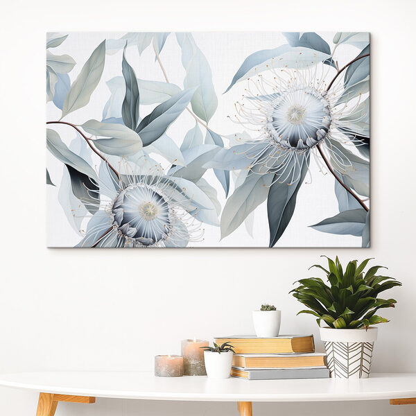 Delicate bloemen tussen zacht gebladerte Canvas Schilderijen Delicate bloemen tussen zacht gebladerte
