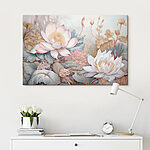 Canvas Schilderijen Schilderij van bloemen en bladeren