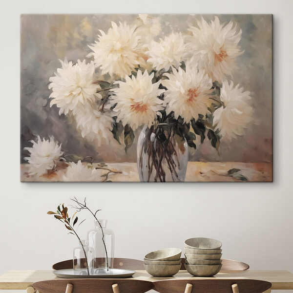 Schilderij van bloemen in een vaas Canvas Schilderijen Schilderij van bloemen in een vaas