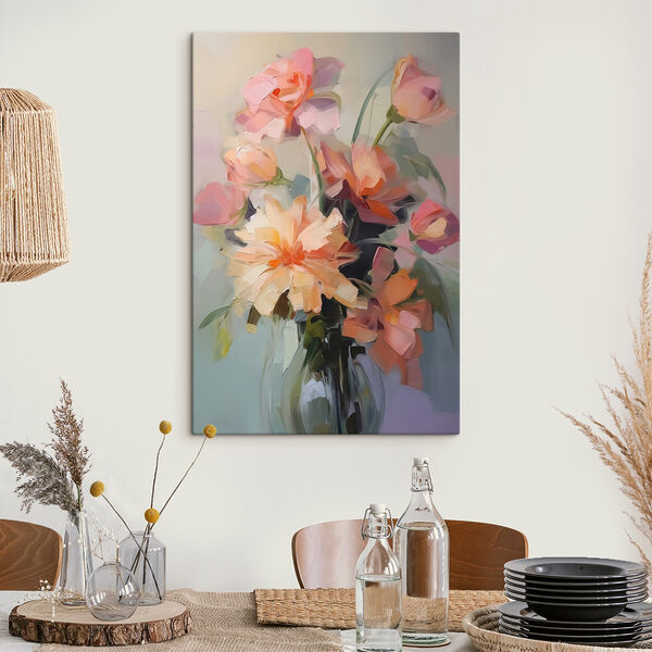 Schilderij van bloemen in een vaas Canvas Schilderijen Schilderij van bloemen in een vaas